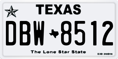 TX license plate DBW8512