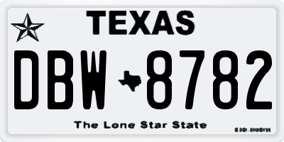 TX license plate DBW8782