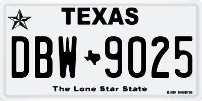 TX license plate DBW9025