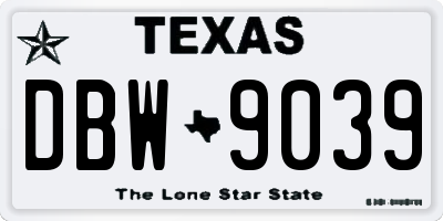 TX license plate DBW9039