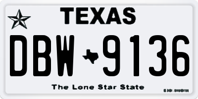 TX license plate DBW9136