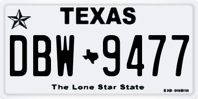 TX license plate DBW9477