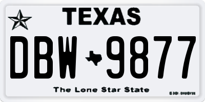 TX license plate DBW9877