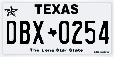 TX license plate DBX0254
