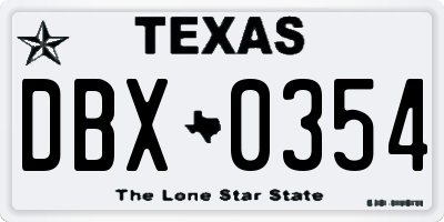 TX license plate DBX0354