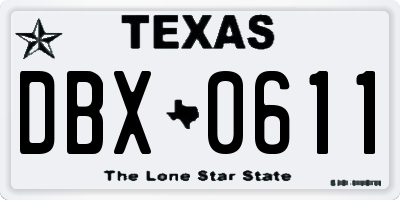 TX license plate DBX0611
