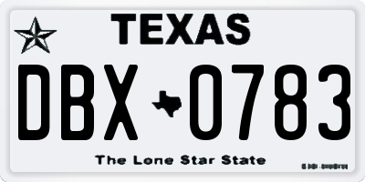 TX license plate DBX0783