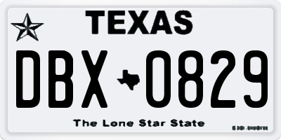 TX license plate DBX0829
