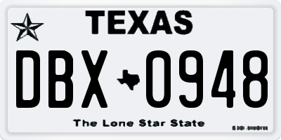 TX license plate DBX0948