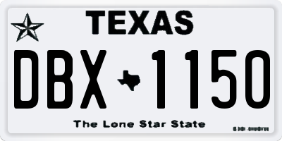 TX license plate DBX1150