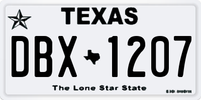 TX license plate DBX1207