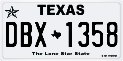 TX license plate DBX1358
