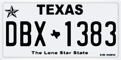 TX license plate DBX1383