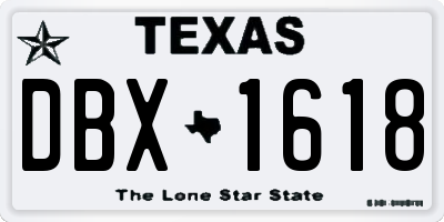 TX license plate DBX1618