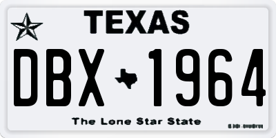 TX license plate DBX1964