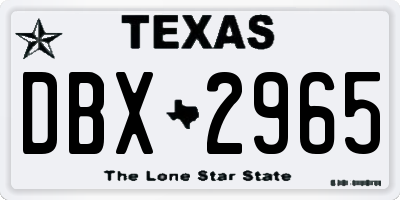 TX license plate DBX2965