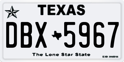 TX license plate DBX5967