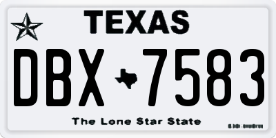 TX license plate DBX7583