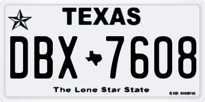 TX license plate DBX7608