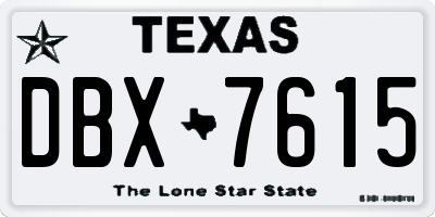 TX license plate DBX7615