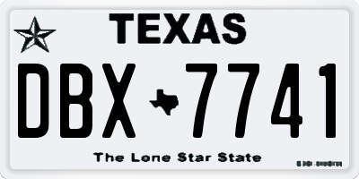 TX license plate DBX7741