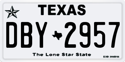 TX license plate DBY2957