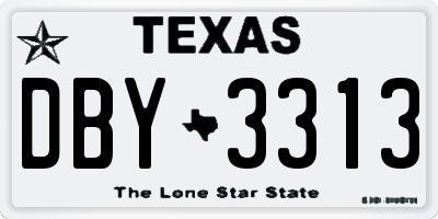 TX license plate DBY3313