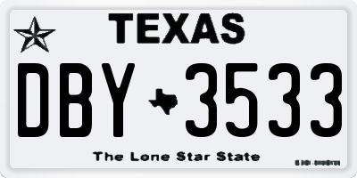 TX license plate DBY3533