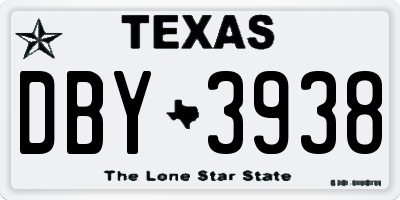 TX license plate DBY3938
