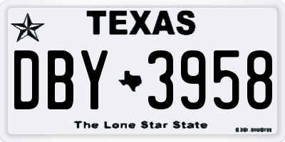 TX license plate DBY3958