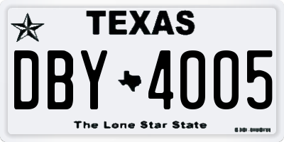 TX license plate DBY4005