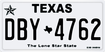 TX license plate DBY4762