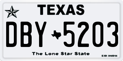 TX license plate DBY5203