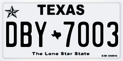 TX license plate DBY7003