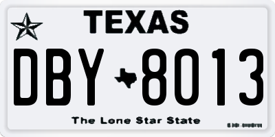 TX license plate DBY8013