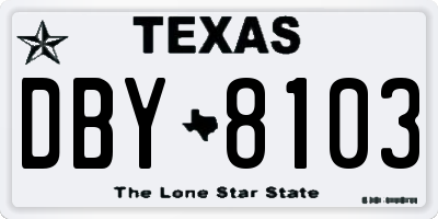 TX license plate DBY8103