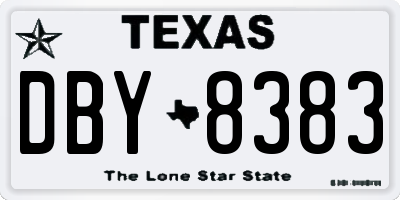 TX license plate DBY8383
