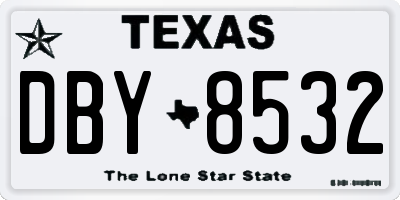 TX license plate DBY8532