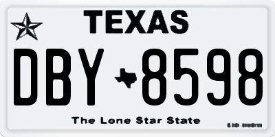 TX license plate DBY8598