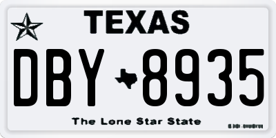 TX license plate DBY8935