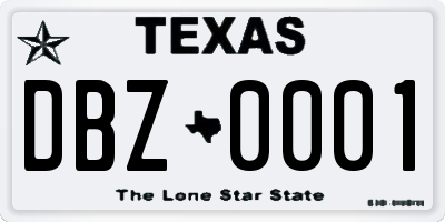 TX license plate DBZ0001