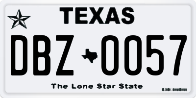 TX license plate DBZ0057