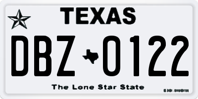 TX license plate DBZ0122