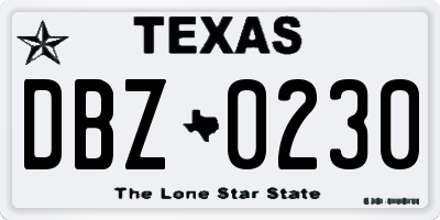 TX license plate DBZ0230