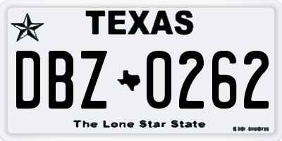 TX license plate DBZ0262