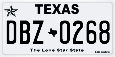 TX license plate DBZ0268