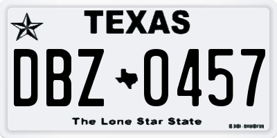 TX license plate DBZ0457