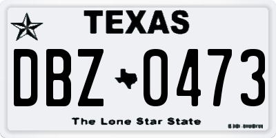 TX license plate DBZ0473
