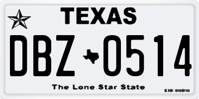 TX license plate DBZ0514