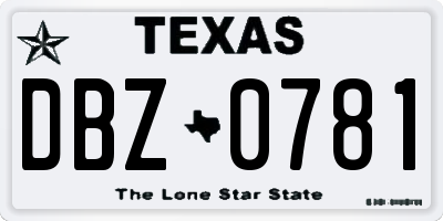 TX license plate DBZ0781
